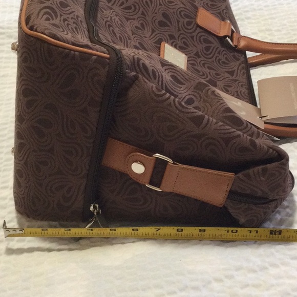 NWT Diane Von Furstenberg Brown Luggage Weekender Suitcase Travel Bag - Picture 14 of 16